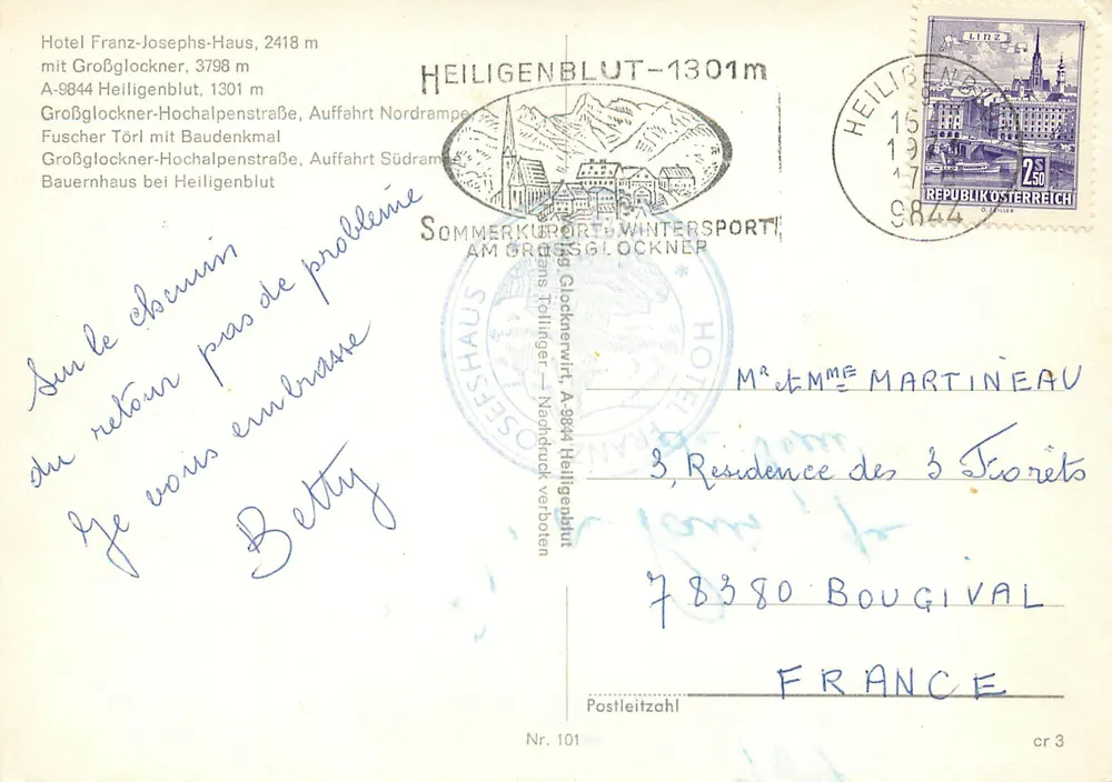 Großglockner-Hochalpenstraße — Panoramablick — unbekannter Verlag, Nr. 101 - Rückseite