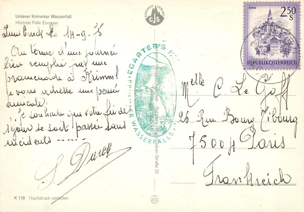 Cachoeira do Unterer Krimmler — Maior Cachoeira da Europa — Bergwelt Verlag, K 110 - Verso