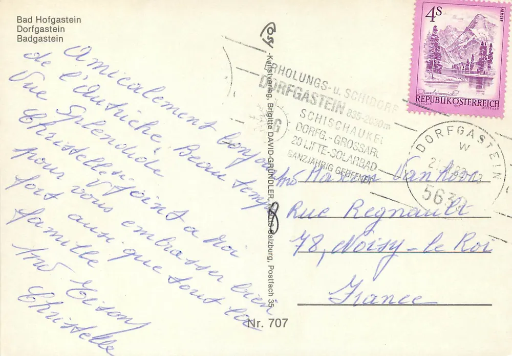 Gasteinertal — vue panoramique et cascade — éditeur: Kultverlag, n° 707 - Verso