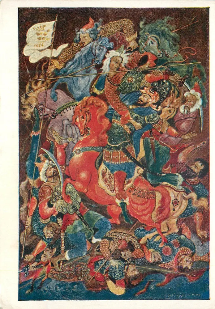 Plenário de Igor — Ilustração para «O Sonho de Igor» — I. I. Golikov (1886-1937), editor «Soviet Artist» - Frente