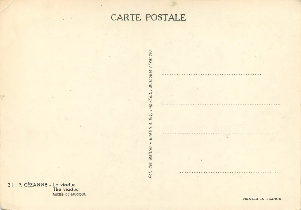 P. Cézanne - A ponte viária — Museu de Moscou — editor BRAUN & Cie - Verso