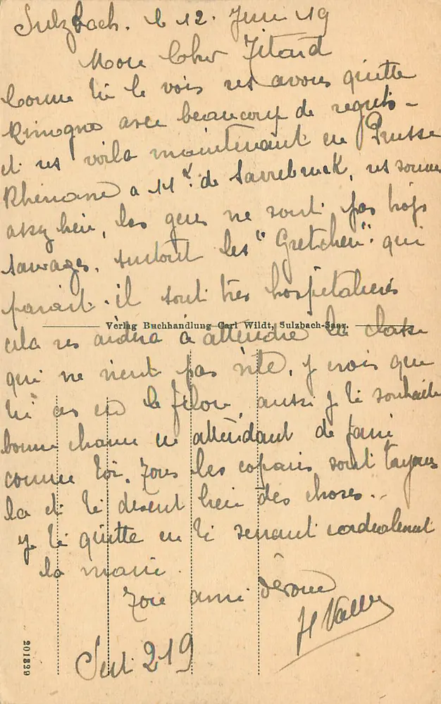 Sulzbach-Saar — Iglesia evangélica con presbiterio — Verlag Buchhandlung Carl Wildt, Sulzbach-Saar - Reverso