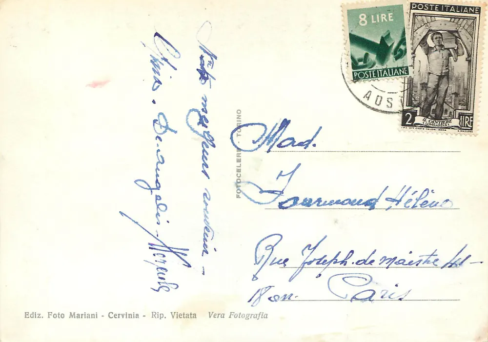 Cervinia Breuil (m. 2050) — teleférico acima do Monte Cervinia — Foto Mariani - Verso