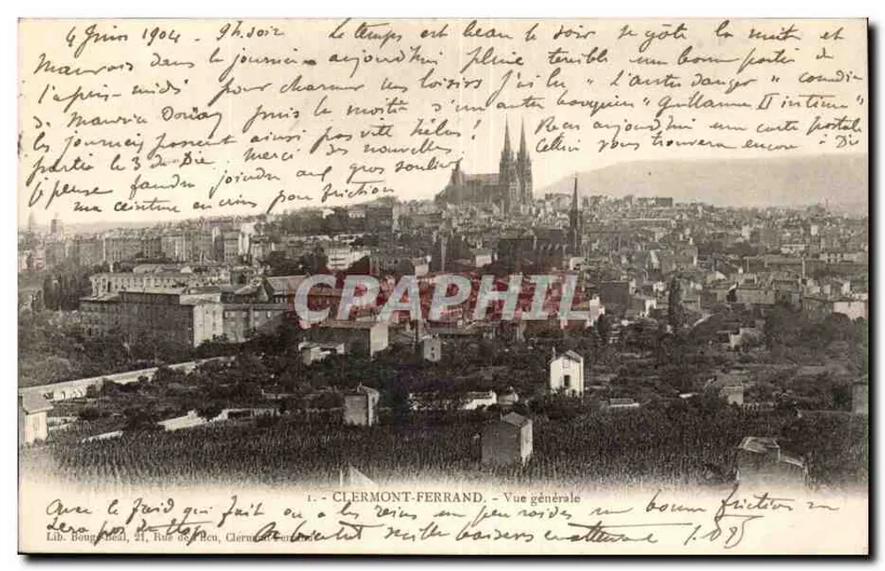 Clermont-Ferrand — Vista geral — Lib. Bougeard, 41, Rue des Bains, Clermont-Ferrand - Frente