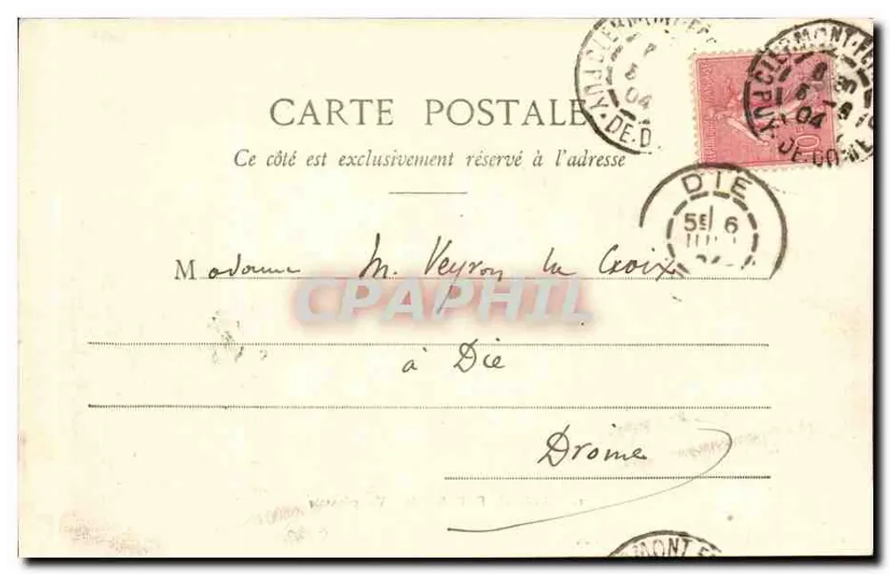 Clermont-Ferrand — Vista geral — Lib. Bougeard, 41, Rue des Bains, Clermont-Ferrand - Verso