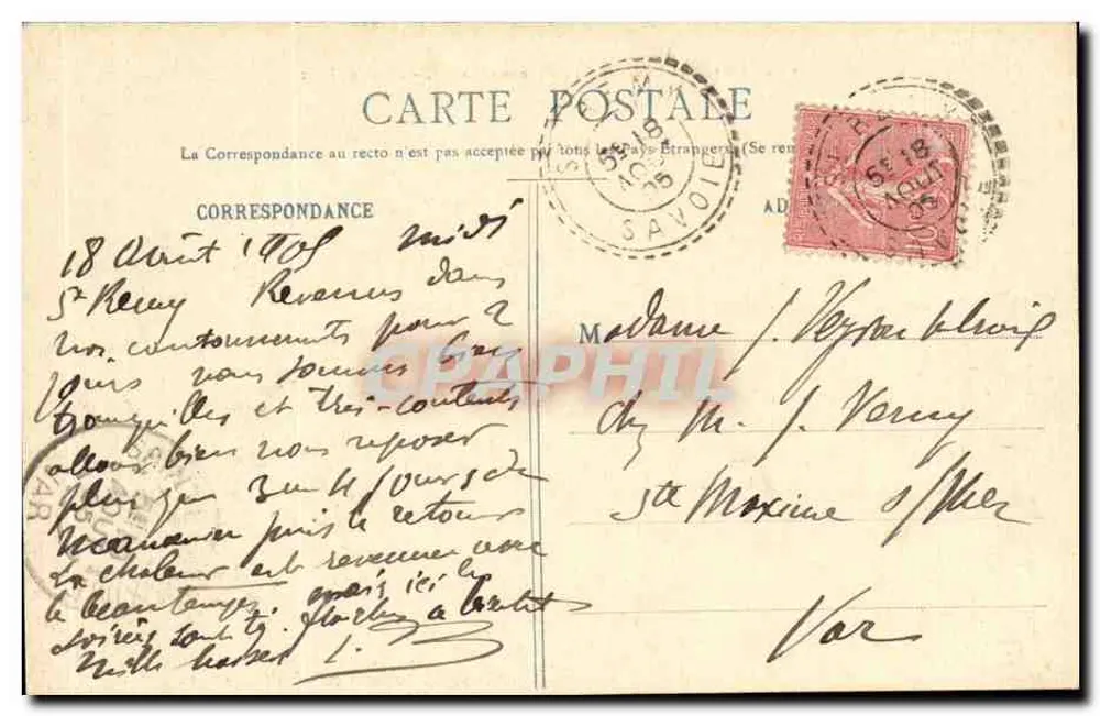 Bords de l'Arc — Entre Lanslebourg et Termignon (Savoie) — Éditeur CR, n° 907 - Verso