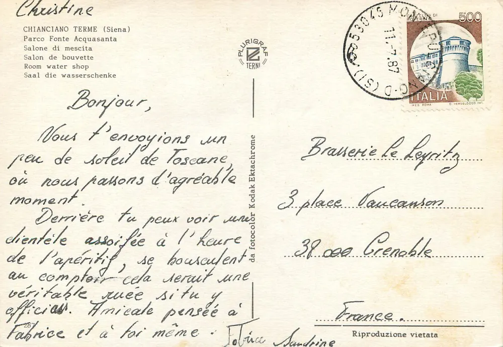 Chianciano Terme — Sala de bouvette — Plurigraf Terni - Reverso