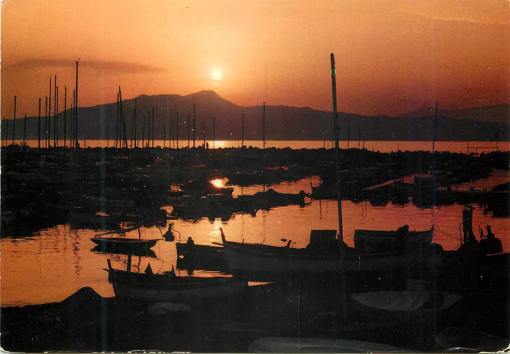 Chiavari — Riviera Azzurra — Sonnenuntergang am Hafen — Vieliste-Reproduktion - Vorderseite