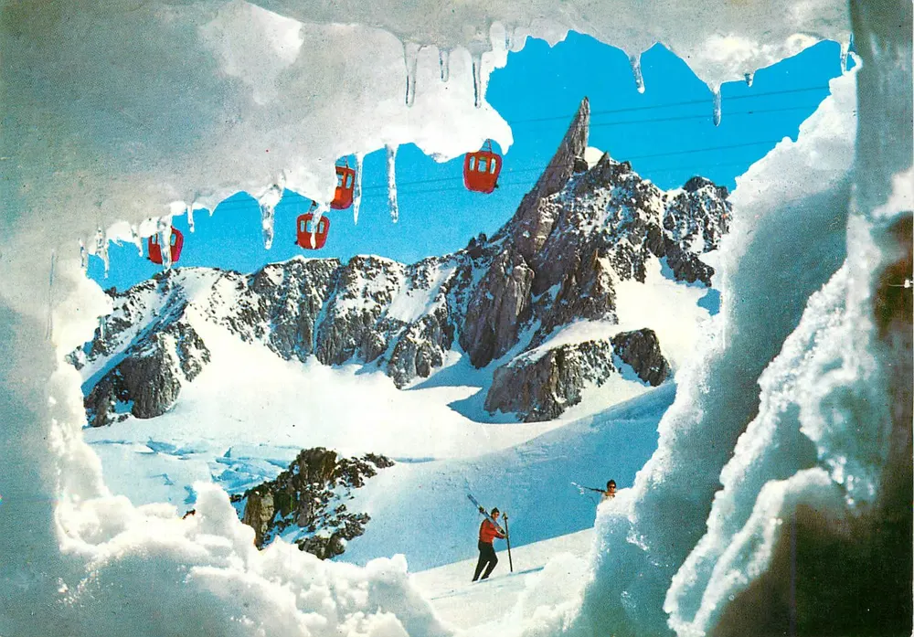 Courmayeur — Mount Dent du Géant m. 4014 und Seilbahnen der Gletscher — Brunner & C., Como, n° 604-059 - Vorderseite