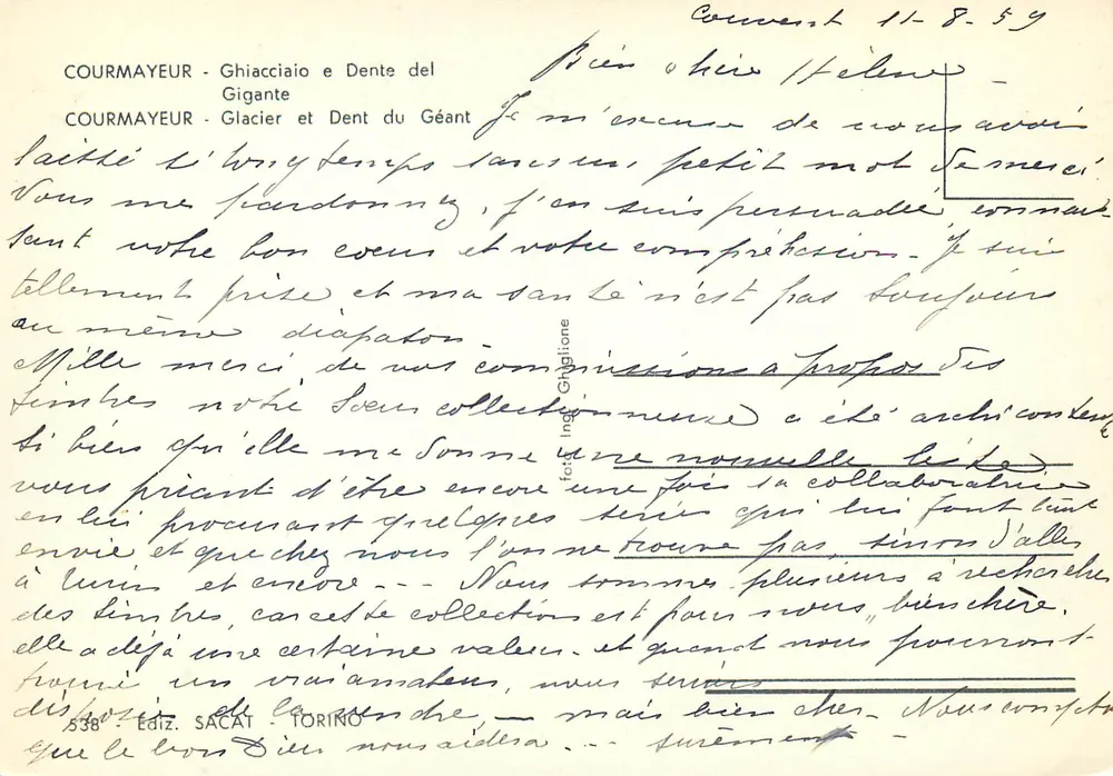 COURMAYEUR - Glacier e Dente do Gigante — Editor SACAT, Torino, n° 538 - Verso