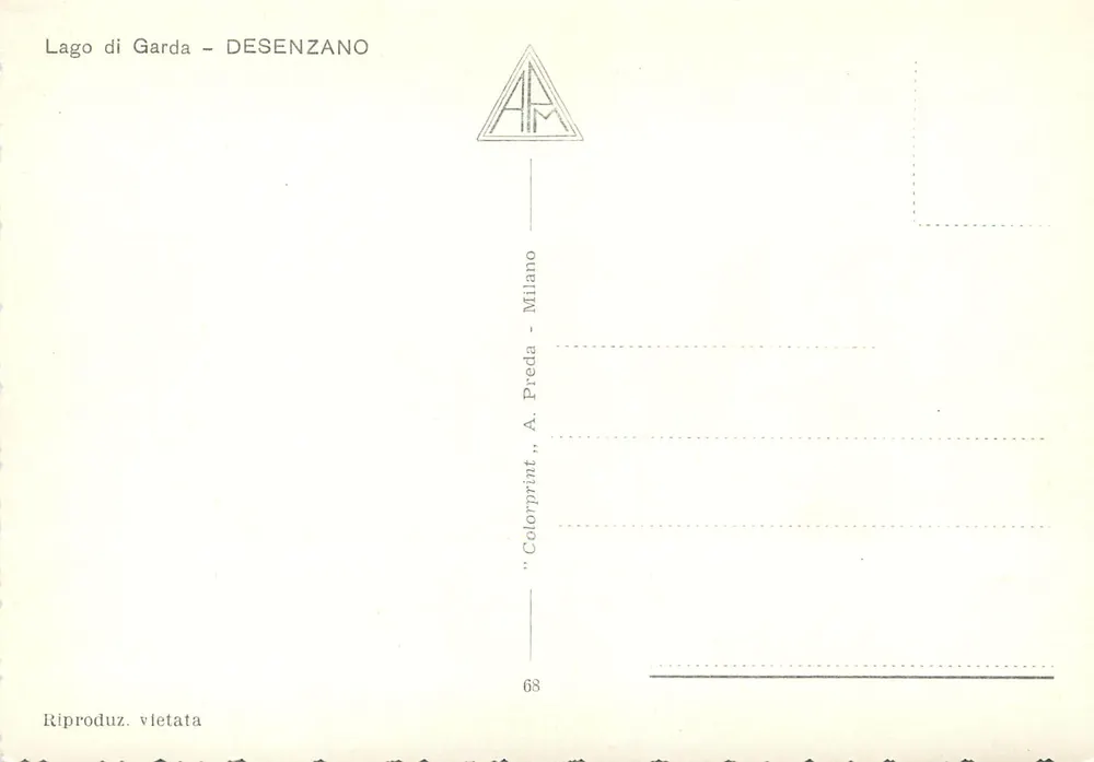 Porto de Desenzano - Lago de Garda — editor A. Preda, série 68 - Verso