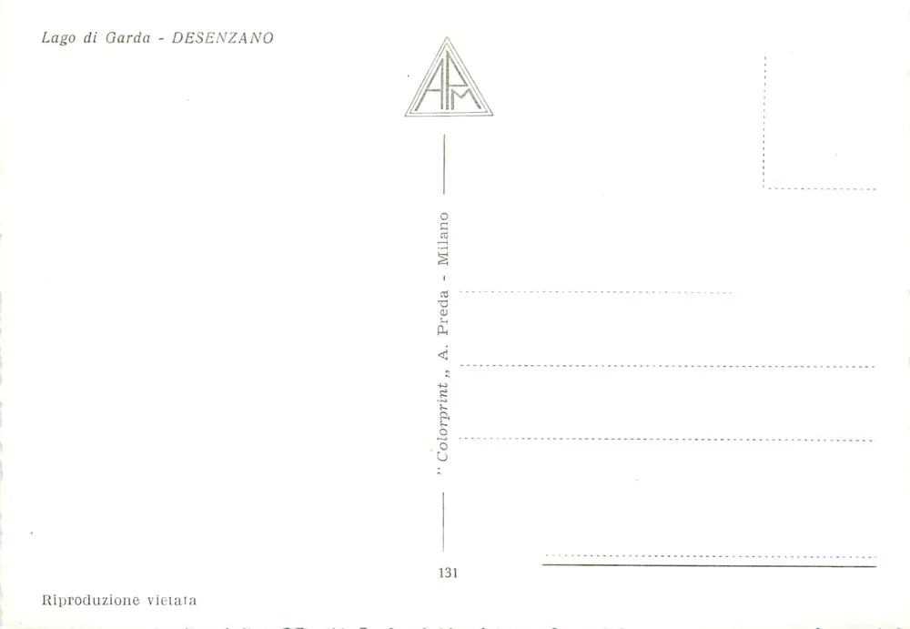 Lago di Garda - DESENZANO — vista do porto e da cidade — A. Preda, Milano, n° 131 - Verso