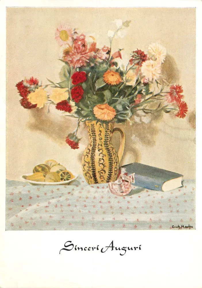 Arranjo de flores — Sincéri Auguri — Erich Macho - Frente