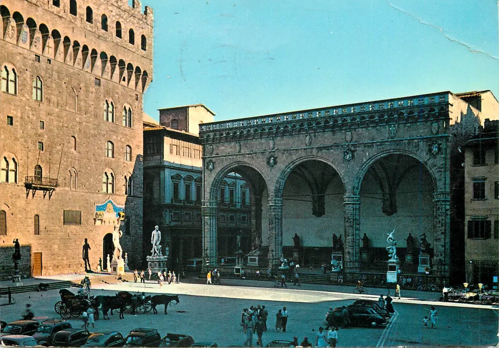 Piazza Signoria e Loggia dell'Orcagna — Firenze — Ediz. Giusti di S. Bococci - Frente