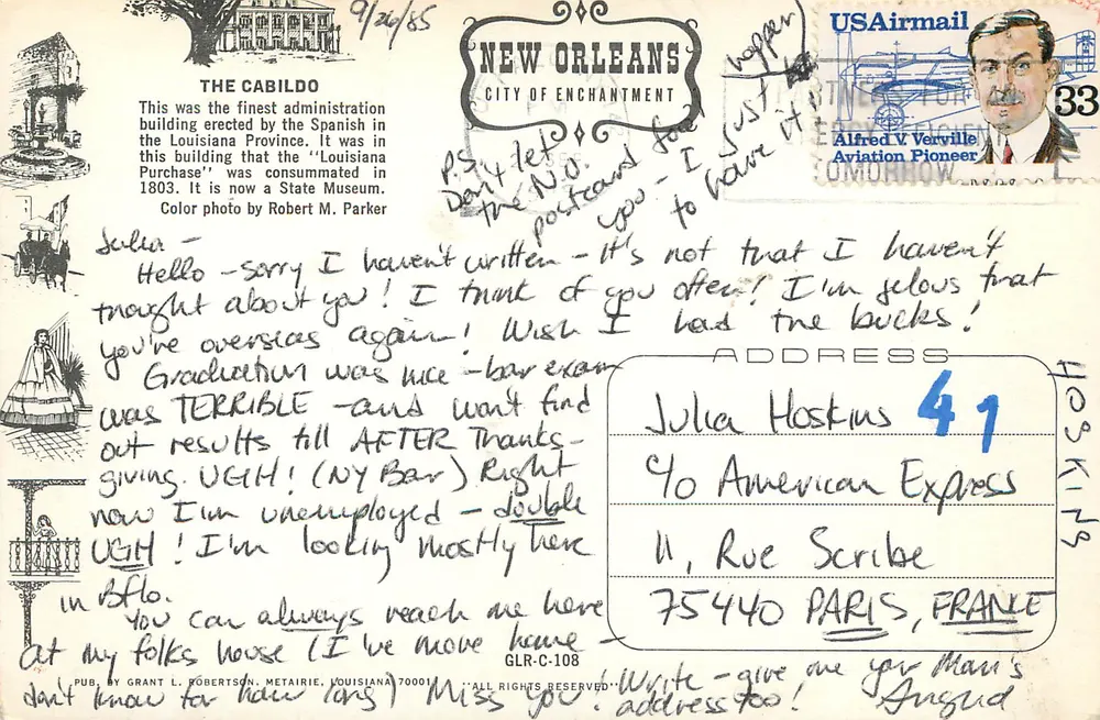 O Cabildo — Nova Orleães — Publicado por Grant L. Robertson, Metairie - Verso