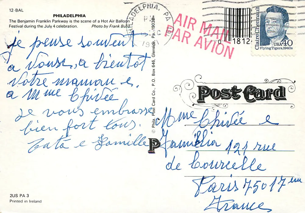 Filadélfia — Festival de balões a ar quente — Post Card Co. 12-BAL - Verso