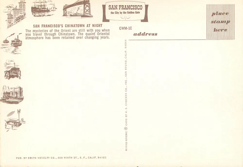 Chinatown in der Nacht — San Francisco — H.S. Crocker Co. - Rückseite