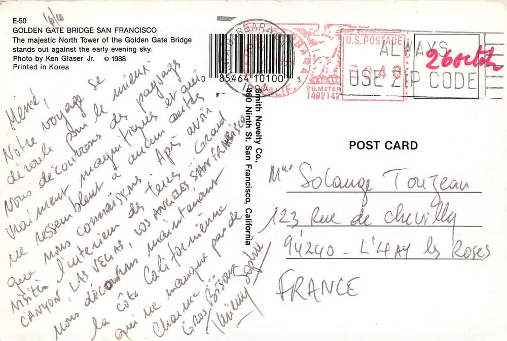 Golden Gate Bridge — San Francisco — Smith Novelty Co. n° E-50 - Reverso