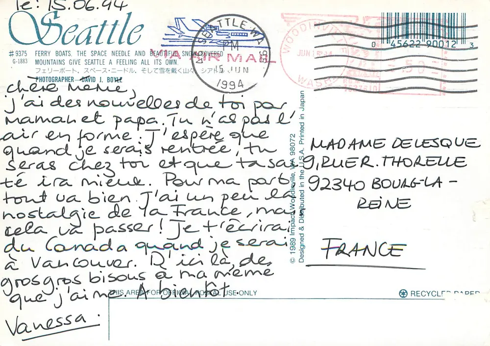 Seattle — vista da Needle Espacial e de um ferry — Impact, n° 9375 - Verso