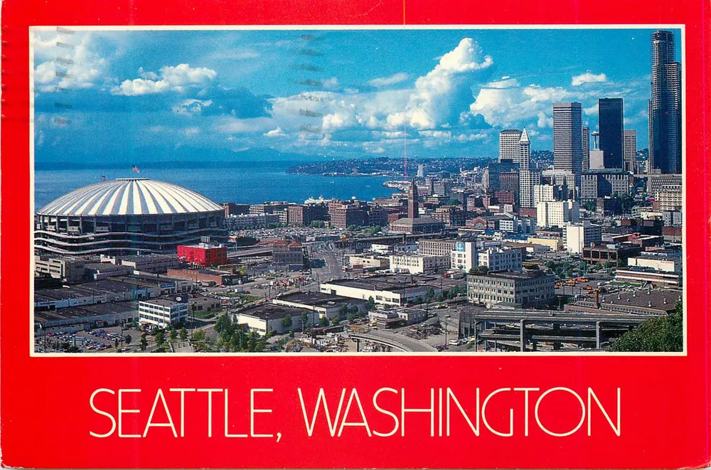 Seattle, Washington — vista aérea do centro da cidade e do Kingdome — Regal Color Productions - Frente
