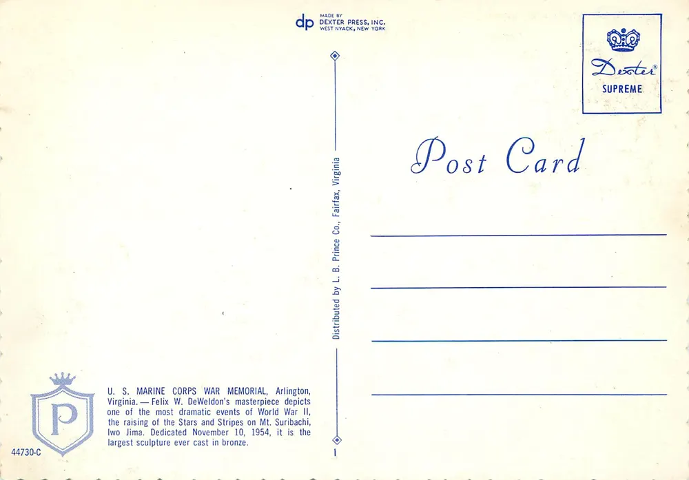 Memorial da Marinha dos EUA — Arlington, Virgínia — Dexter Press, Inc. - Verso