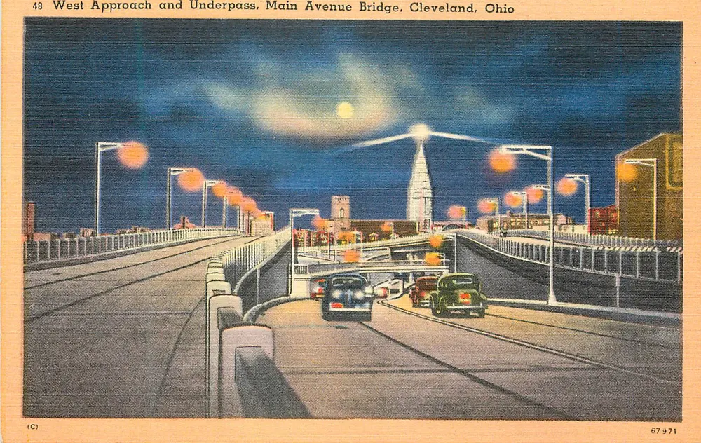 West Approach und Unterführung, Main Avenue Bridge — Cleveland, Ohio — Tichnor Bros. Inc. n° 67971 - Vorderseite