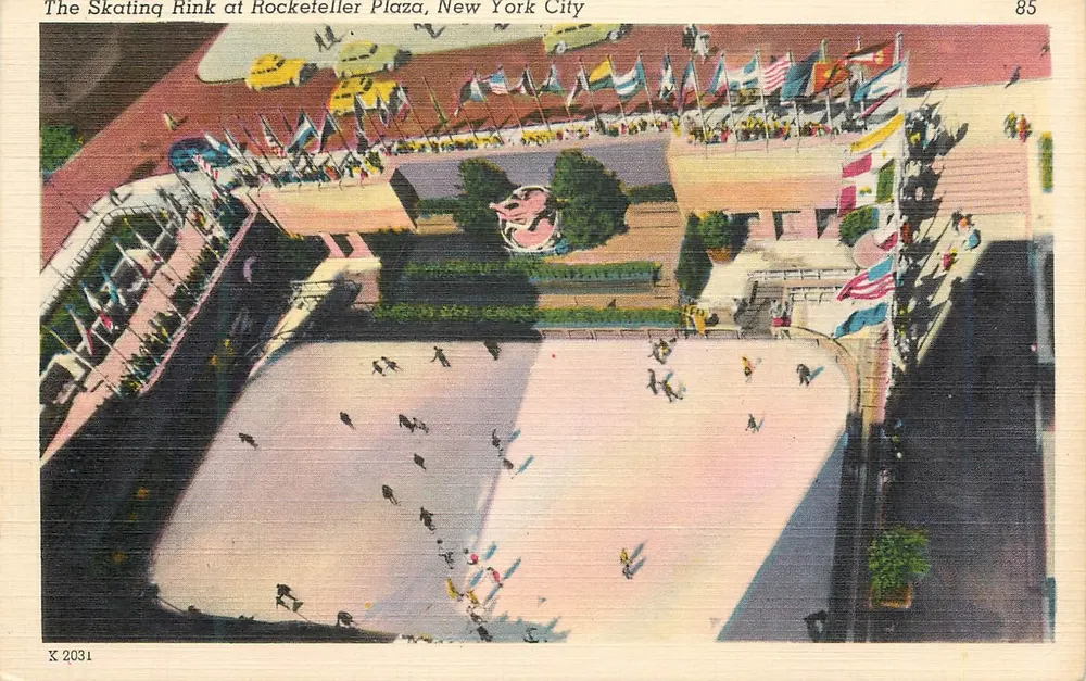 Eislaufbahn der Rockefeller Plaza — New York City — Ausgabe Herbco Card Co. - Vorderseite