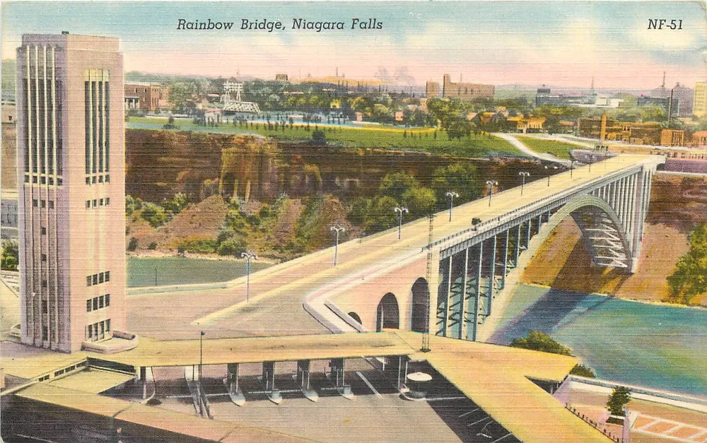 Ponte Arco-Íris, Cataratas do Niágara — vista do lado canadense — editor BROMSLEY, n° NF-51 - Frente