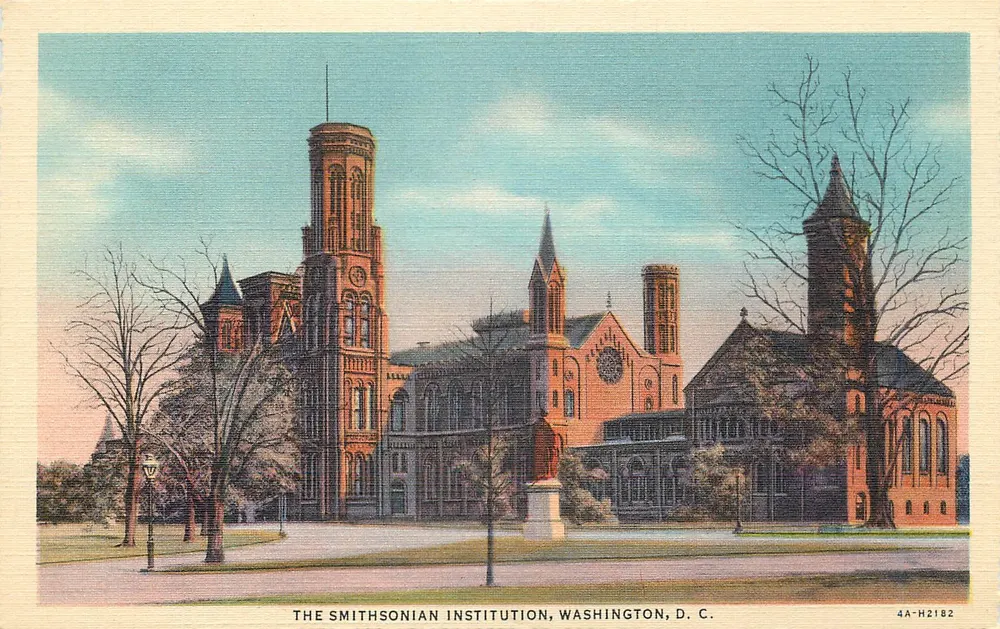 A Instituição Smithsonian, Washington, D.C. — editor Curteich, n° série 4A-H2182 - Frente
