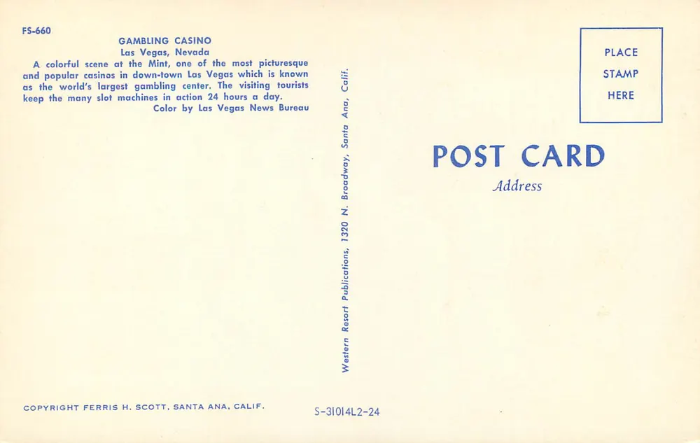 Casino del Mint — Las Vegas, Nevada — Western Resort Publications - Verso
