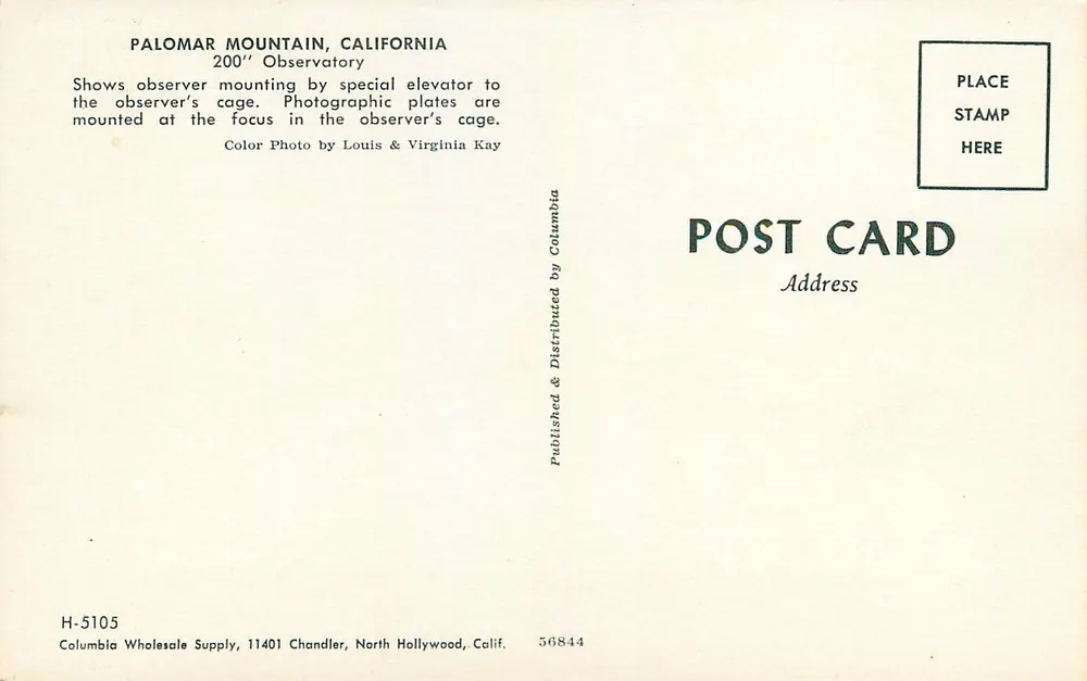 Palomar Mountain, Kalifornia — 200" Obserwatorium — Columbia Wholesale Supply - Rewers