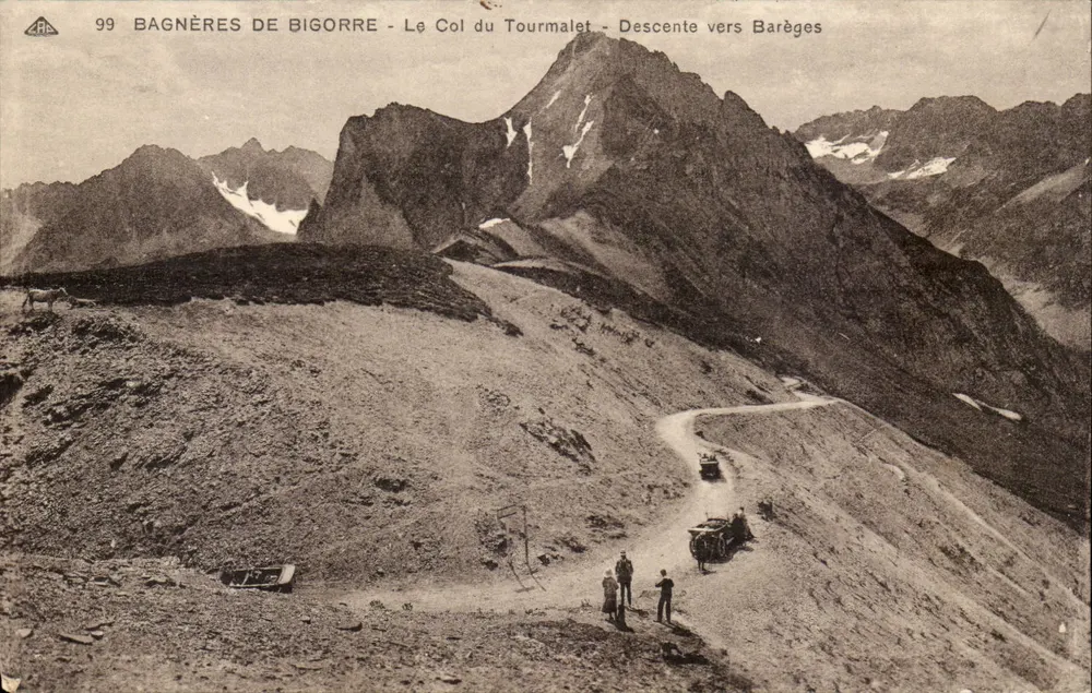 Bagnères-de-Bigorre — Der Col du Tourmalet — Abstieg nach Barèges — Antike Ansichtskarte Nr. 99 - Vorderseite