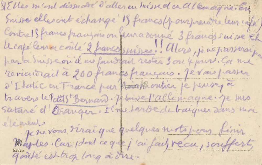 Padova – Angolo di Via delle Debite — editore sconosciuto, n° serie 62820 - Verso