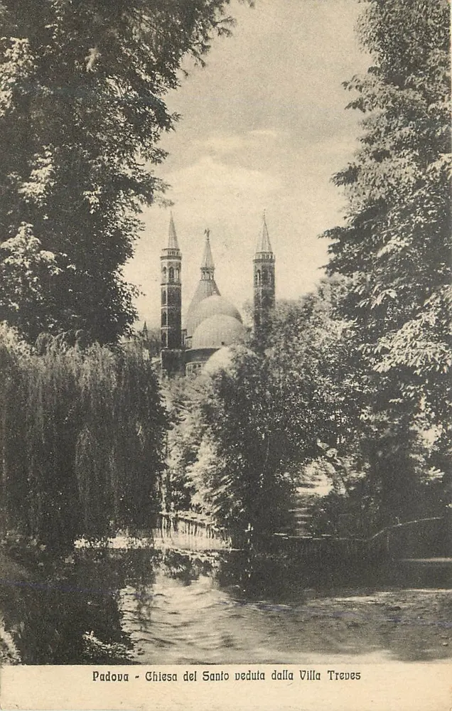 Padua — Kirche des Heiligen vom Villa Treves aus gesehen — italienische Ausgabe - Vorderseite