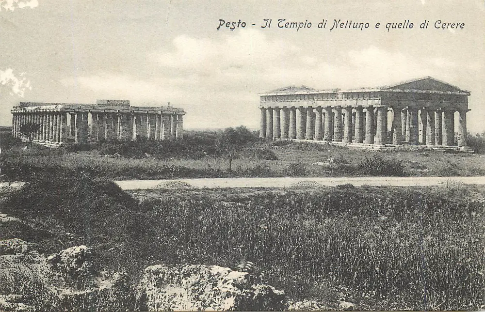 Pesto - Der Tempel des Neptun und der von Ceres — Verlag Vincenzo Cataneo, Nr. 973 - Vorderseite