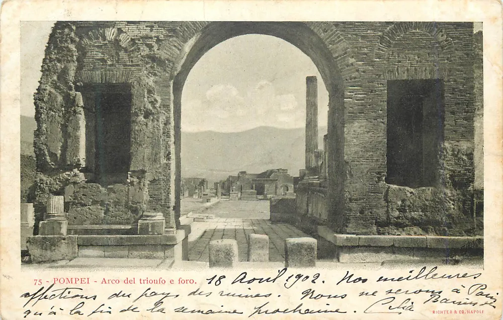 Pompeia - Arco do triunfo e fórum — Richter & C°, Nápoles, n°75 - Frente