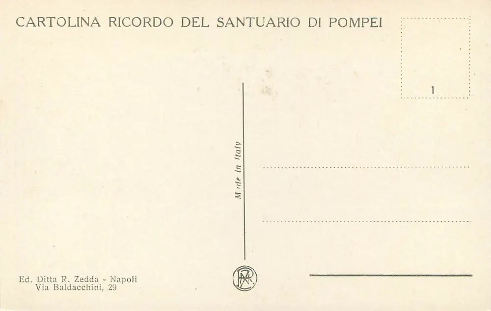 Valle di Pompei — Altare della chiesa di Pompei — Ed. Ditta R. Zedda - Napoli - Verso