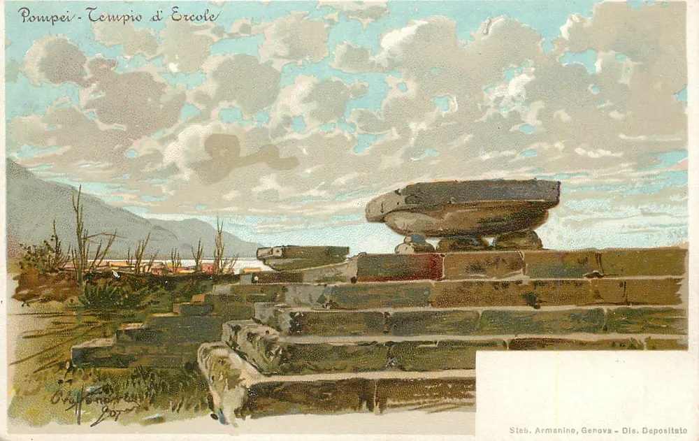 Pompeii - Temple d'École — Steb. Armanino, Genova - Dis. Depositato - Recto