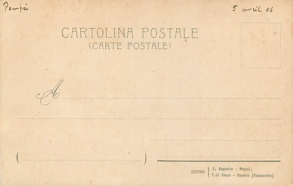 Pompeii - Temple d'École — Steb. Armanino, Genova - Dis. Depositato - Verso