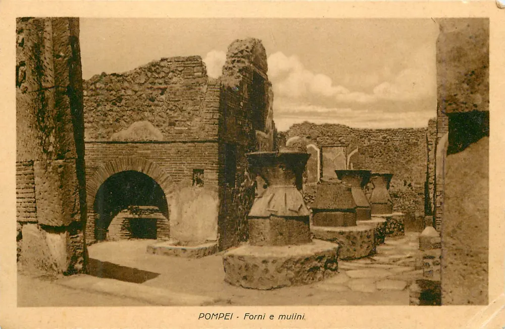 Pompei - Fornos e moinhos — editor Ragozino - Galleria Umberto - Nápoles - Frente