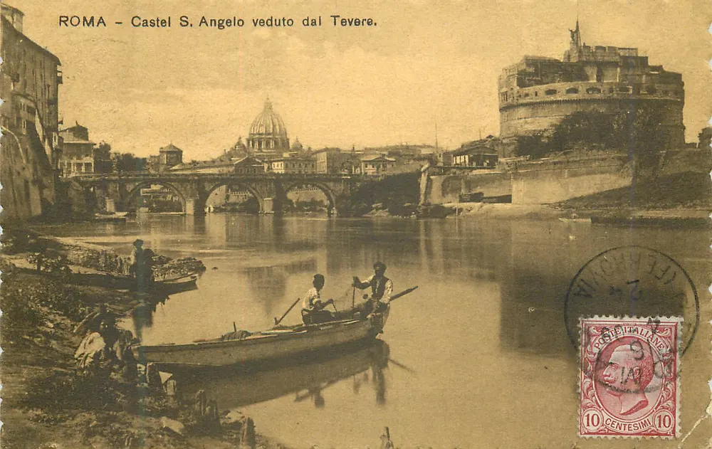 Roma - Castel S. Angelo visto desde el Tevere — editor desconocido, número de serie no visible - Anverso