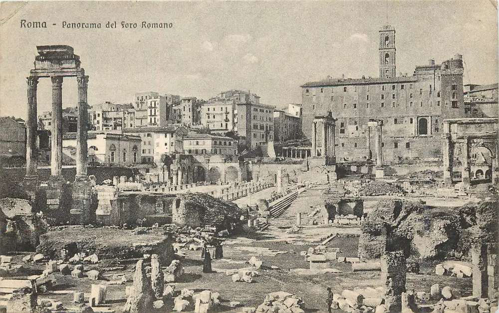 Roma - Panorama van het Romeinse Forum — uitgever V.R. Pref. Como, n° 8662 - Voorkant