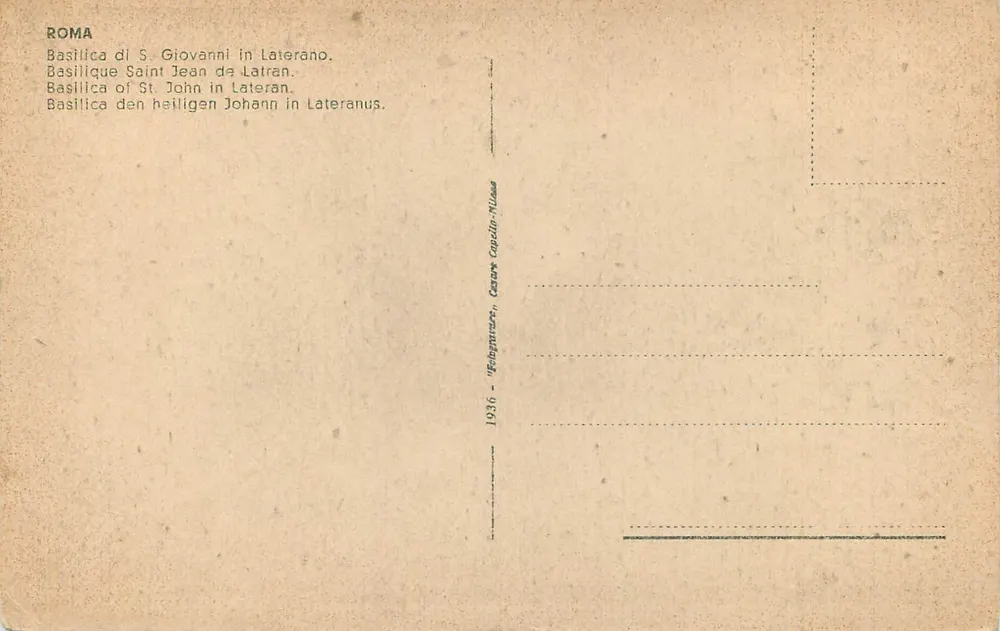 Basílica de São João de Latrão — Roma — editor 'Gesprengt' n° 1936 - Verso