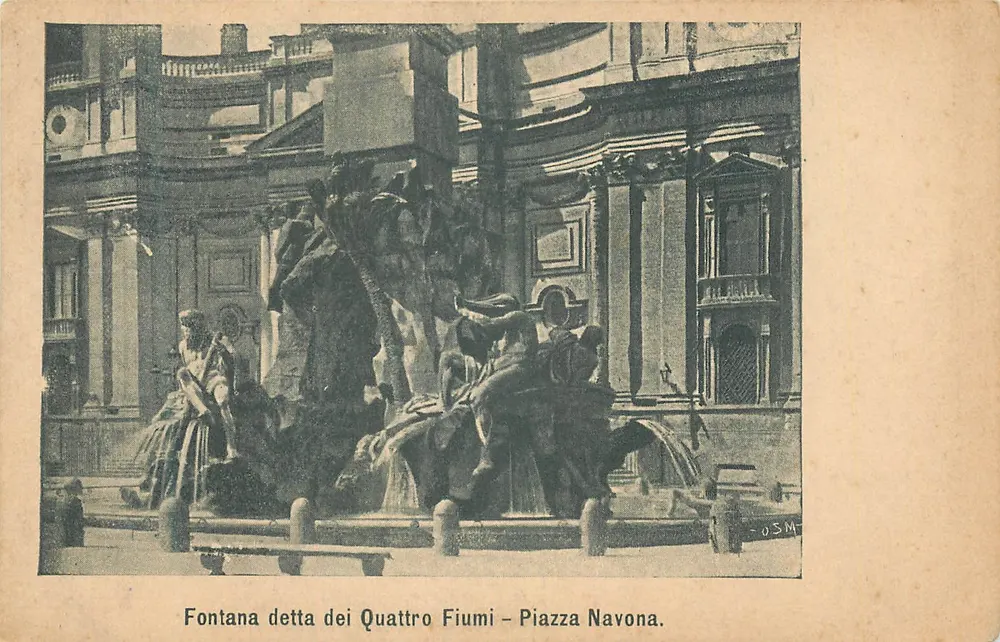 Fontana dei Quattro Fiumi – Piazza Navona — italienische Ansichtskarte - Vorderseite