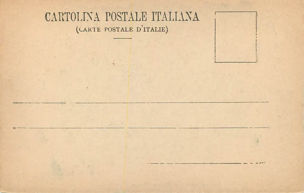 Passeggiata do Monte Pincio — vista sob as árvores com o domo de São Pedro no fundo — editor O.S.M. - Verso