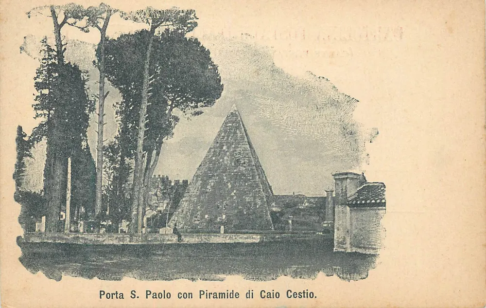 Porta S. Paolo mit Pyramide von Caio Cestio — italienische Briefkarte - Vorderseite