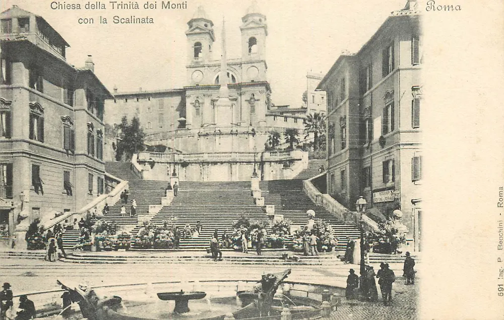 Chiesa della Trinità dei Monti mit der Scalinata — Rom — Ing. P. Becchilini, n° 691 - Vorderseite