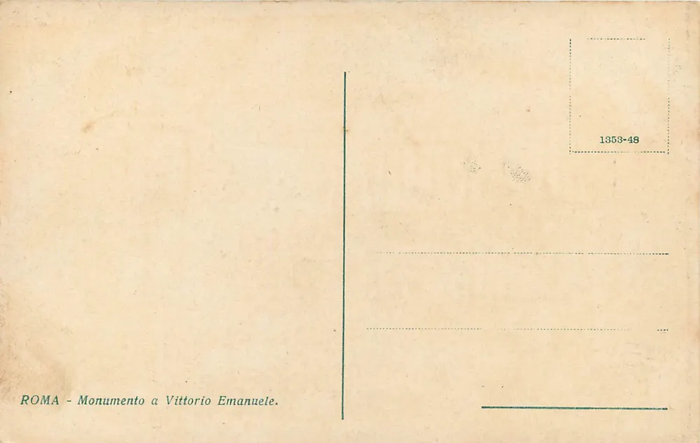 Monumento a Vittorio Emanuele II — Roma — editor desconhecido, n° de série 1353-48 - Verso