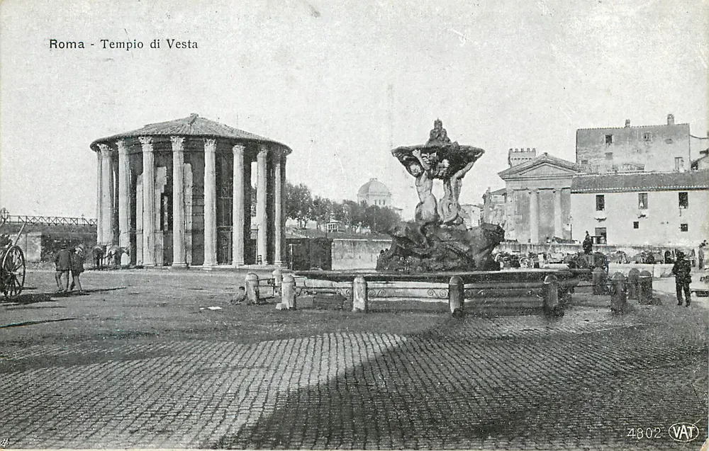 Roma - Templo de Vesta — vista com fonte — editor VAT, n° 4802 - Frente