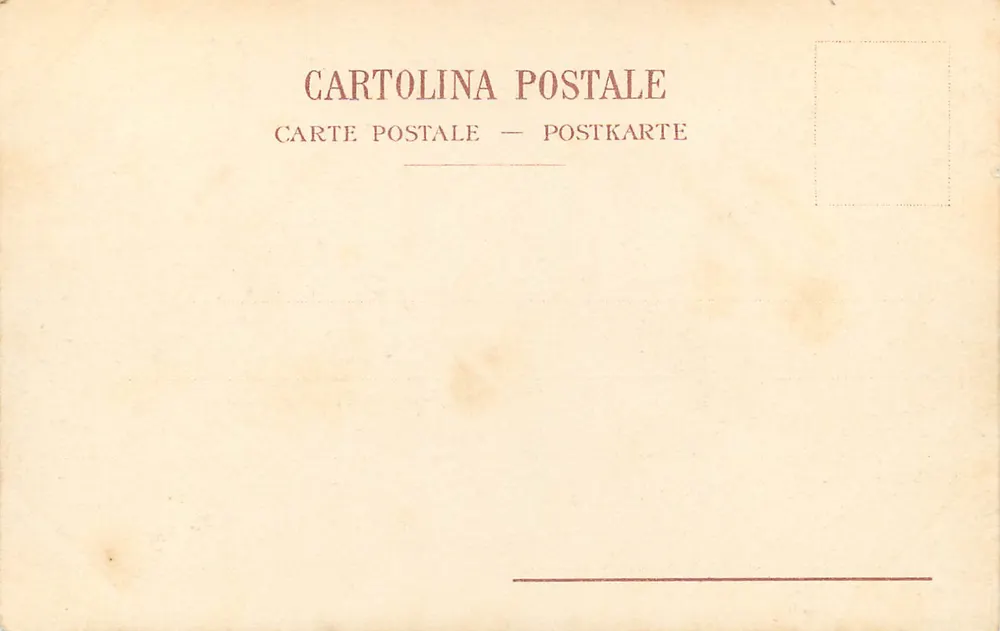 Rome - Temple of Vesta — view with fountain and ox cart — publisher not visible, series number 17 - Back